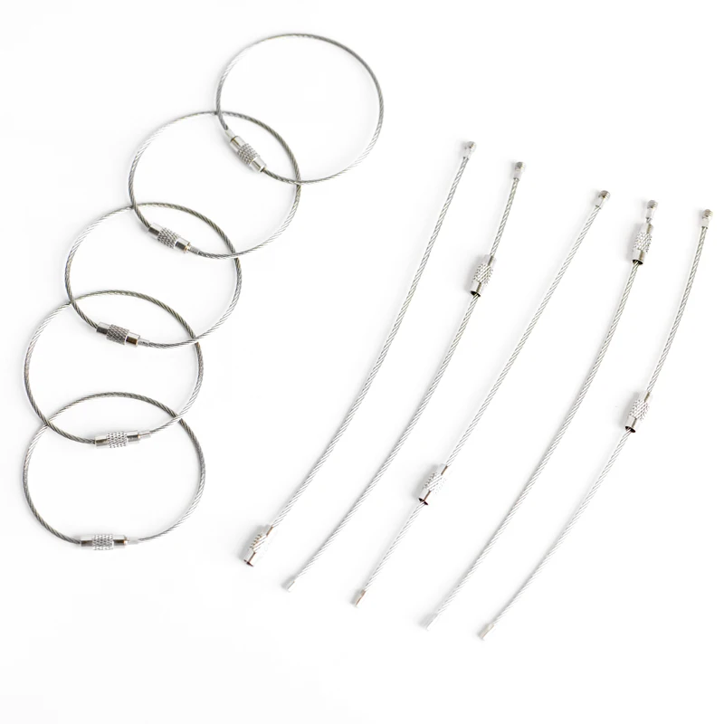 EDC-Cadena de alambre colgante, tornillo, cuerda de equipaje, llavero de bucle circular, Kit Bushcraft, dispositivo de bloqueo, anillo, llavero con herramientas, Cable de acero