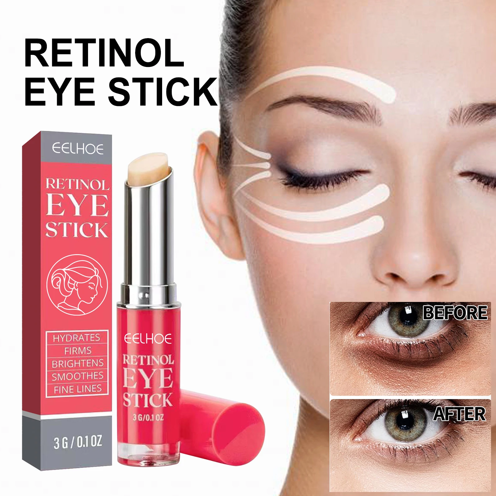 

Retinol Eye Cream Stick Lifting Fade Fine Line Remove Dark Circles Eye Bags Anti Puffiness Moisturizing Smoothing Eye Skin Care