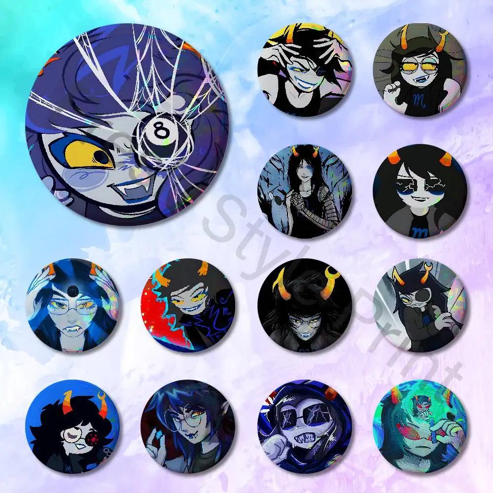 

V-Vriska S-Serket H-Homestuck Enamel Pin Tinplate Round Brooch Cosplay Nijigen Otaku Culture Badges 58mm 44mm 32mm 75mm 25mm
