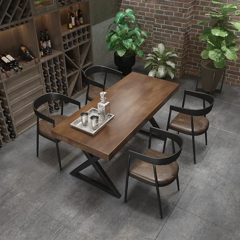 Retro industrial wind clear bar Internet celebrity dining table and chair combination milk tea shop bar restaurant coffee