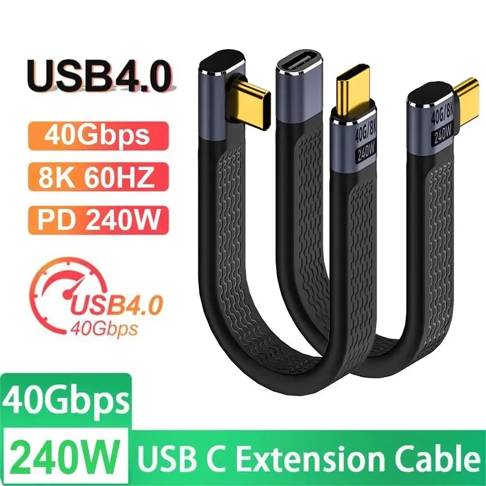 PD 240W 5A Type C to USB C Fast Charging Cable USB 4.0 Gen3 40Gbps Thunderbolt 3 8K@60Hz FPC Data Cable Cord for MacBook Pro