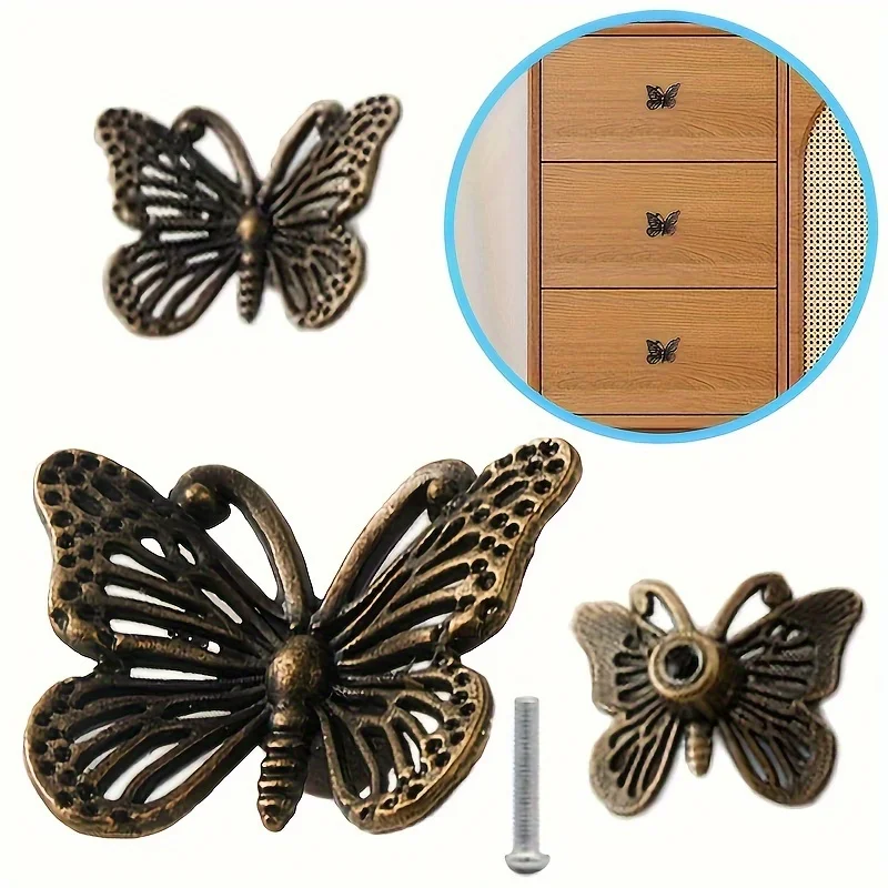 

1/5Pcs Retro Cabinet Knob And Handle Starfish Butterfly Drawer Pull Furniture Cupboard Door Handles Home Dresser Wardrobe Pulls