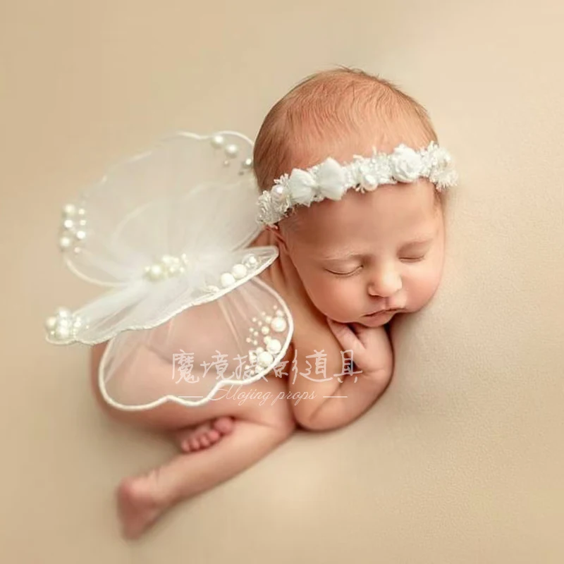 Newborn Photography Props for Girls Handmade with Diamond Angle Butterfly Wings Fairy Ins Style for Studio Photo Shoot Decor
