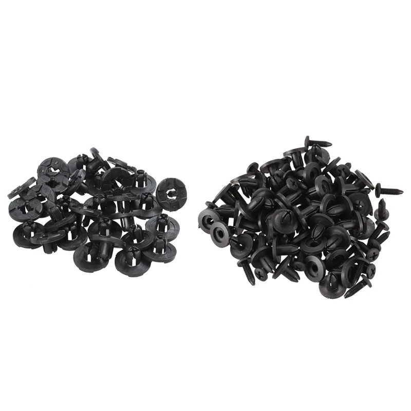 80 Pcs Plastic Rivet: 50 Pcs 6mm Plastic Push Type Rivet Bumper Pin Clips & 30 Pcs Plastic Parts 8 mm Black Hole Bumper Rivet Cl