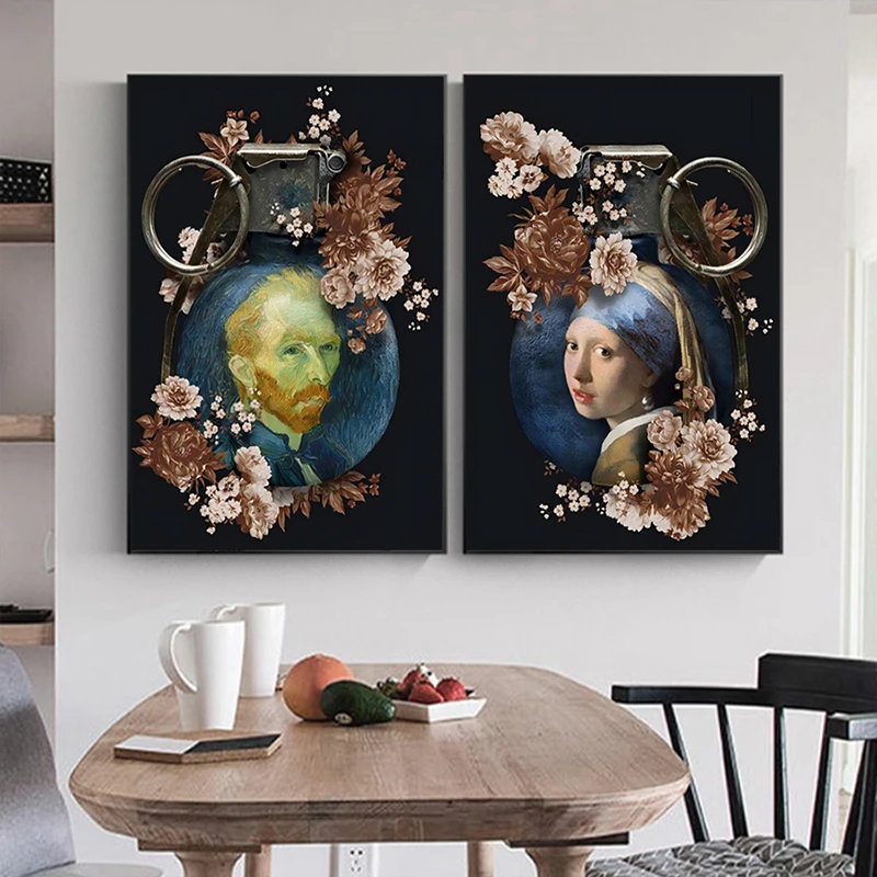 Diamond Painting Van Gogh And Pearl Earring Girl On Flower Grenades Funny Wall Art 5D DIY Posters Famous Person Home Decoration