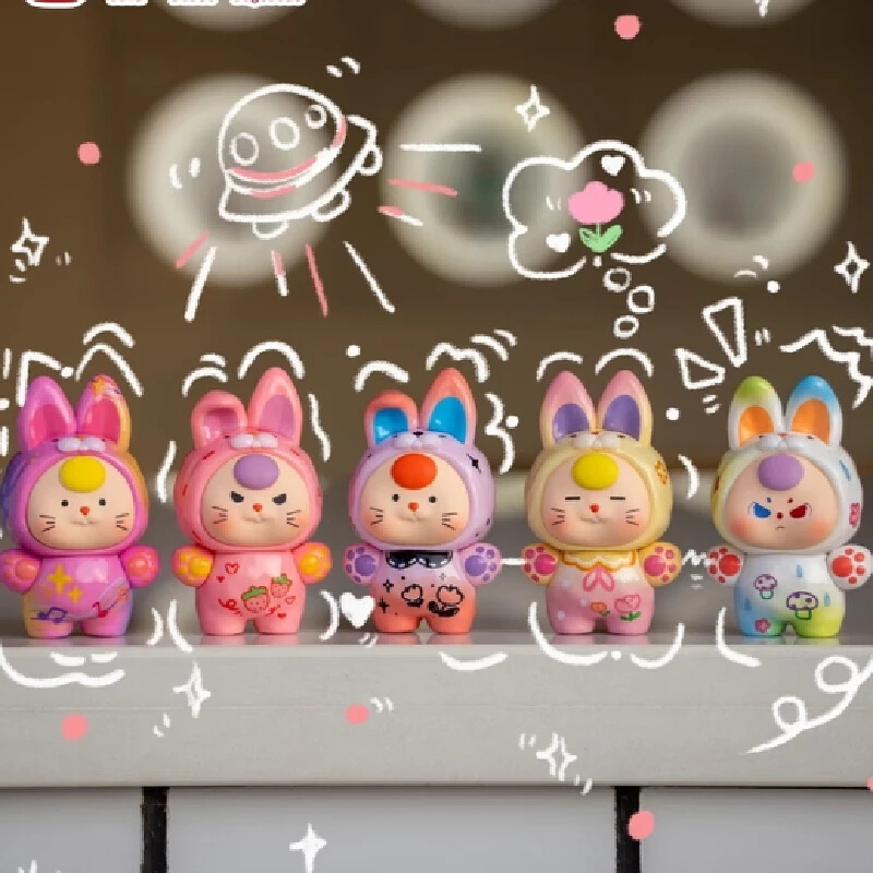 

Baby Three Dopamine Bunny Series Blind Box Cute Mini Bunny Desktop Decoration Ornament Mini Set Doll Collectible Toy Girl Gift