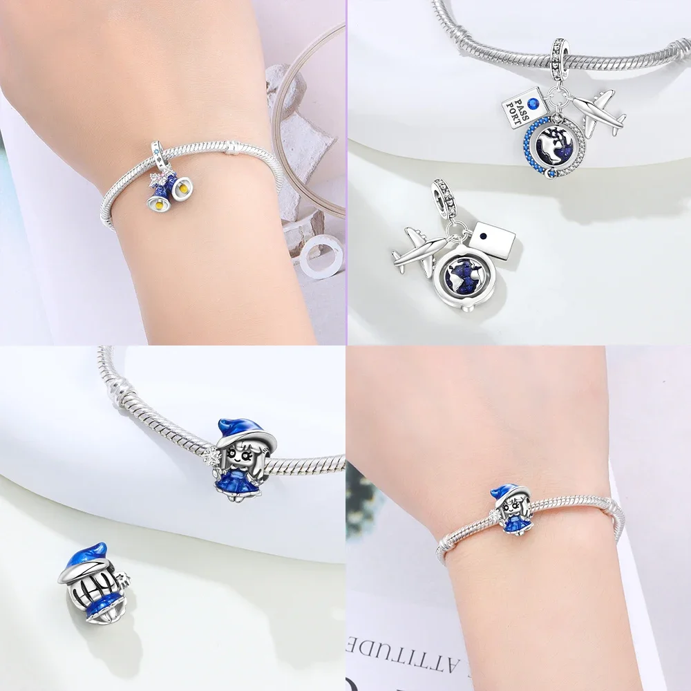 

Синий Волшебный Земляной колокольчик, кулон для паспорта Земли, подвески, серебро 925, оригинальные бусины, подходят для браслета, женские ювелирные изделия, изготовление подарков своими руками