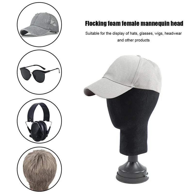 Flocking Foam Mannequin Head Model Photography Props Adult Mannequin Head Mold Wigs Glasses Hat Display Holder Gray