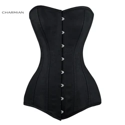 Charmian corsetti neri per donna Sexy 22 Torso lungo disossato in acciaio Plus Size broccato clessidra Shapewear corsetto bianco vita Trainer