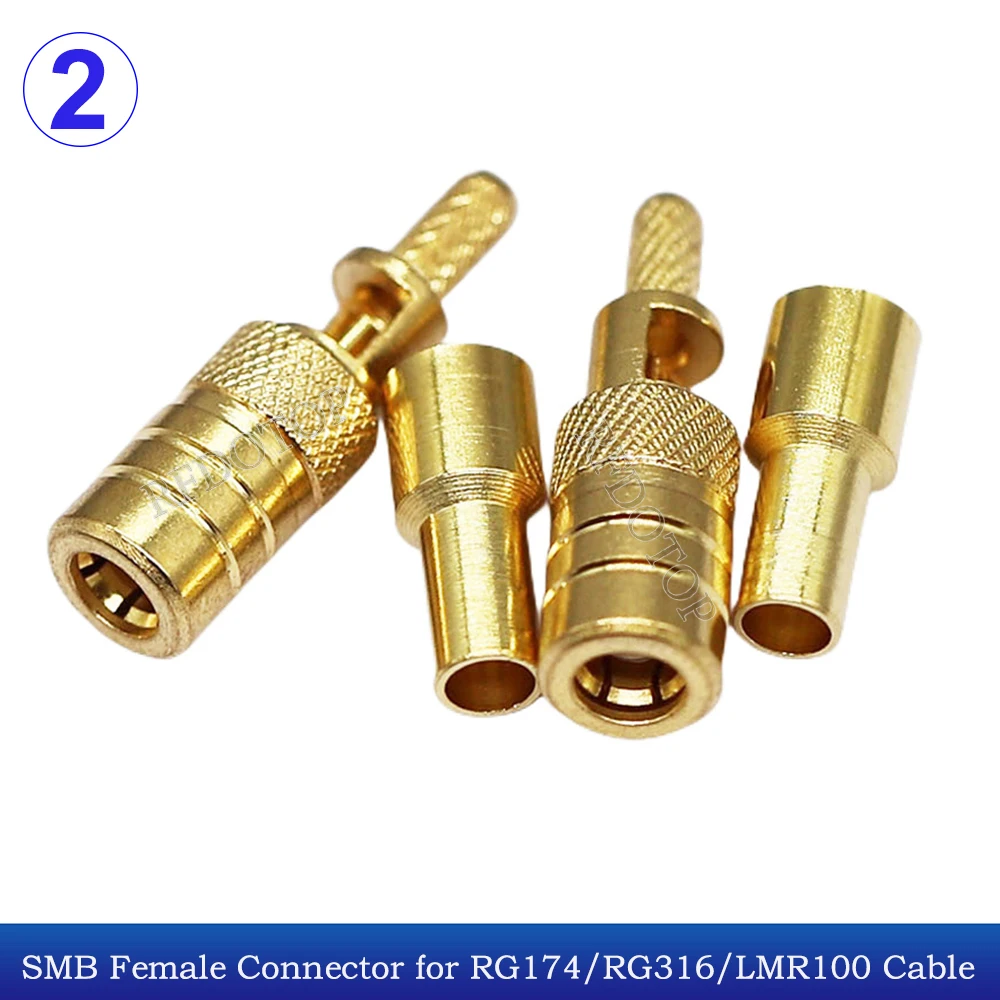 Conector hembra SMB de 90 grados, conector tipo SMB 50-1.5, engarce de 50 ohmios para Cable RG174/RG316/LMR100, chapado en oro, 10 unidades por lote