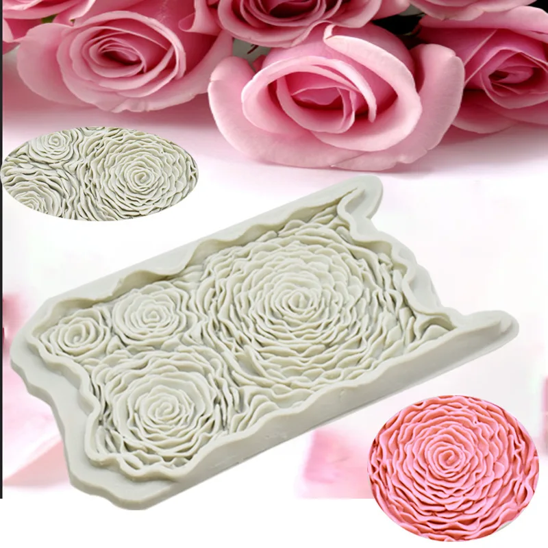 DIY Baking Moulds Pleated Lotus Leaf Rose Shape Ultra Light Clay Sugar Cake Chocolate Silicone Mold