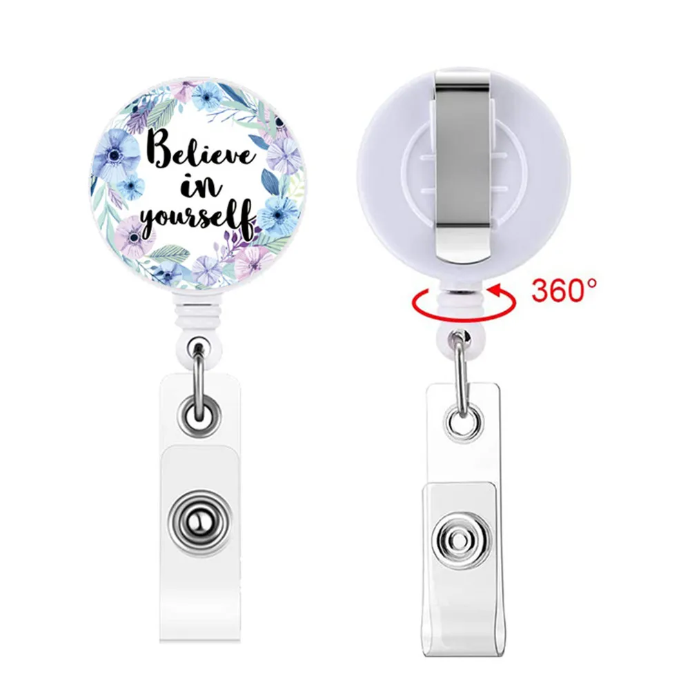 1 Piece Cute Flower Retractable Nurse Badge Reel Clip Fashion Badge Holder Students Doctor ID Card Holder Keychain Wholesale