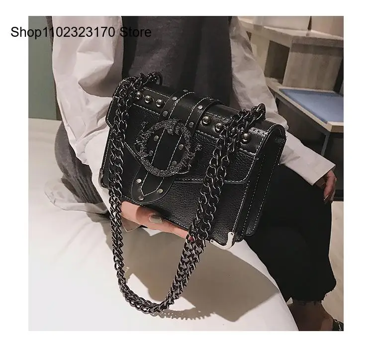 Retro Chain Rivet Single Shoulder Crossbody Bag for Women