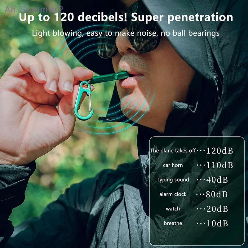 Aluminum Alloy Double Pipe Keychain Whistle, 1PC, High Decibel, Comes With Rope For Adventure Activities, Available in 5 Colors