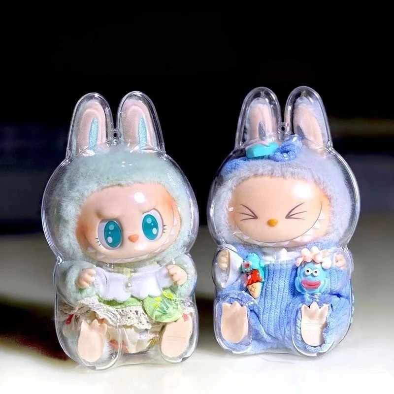 For Labubu V1 V2 Transparent Protective Case Plush Toy Dustproof Hanging Plush Doll Bag Display Cover Children's Toy Gifts