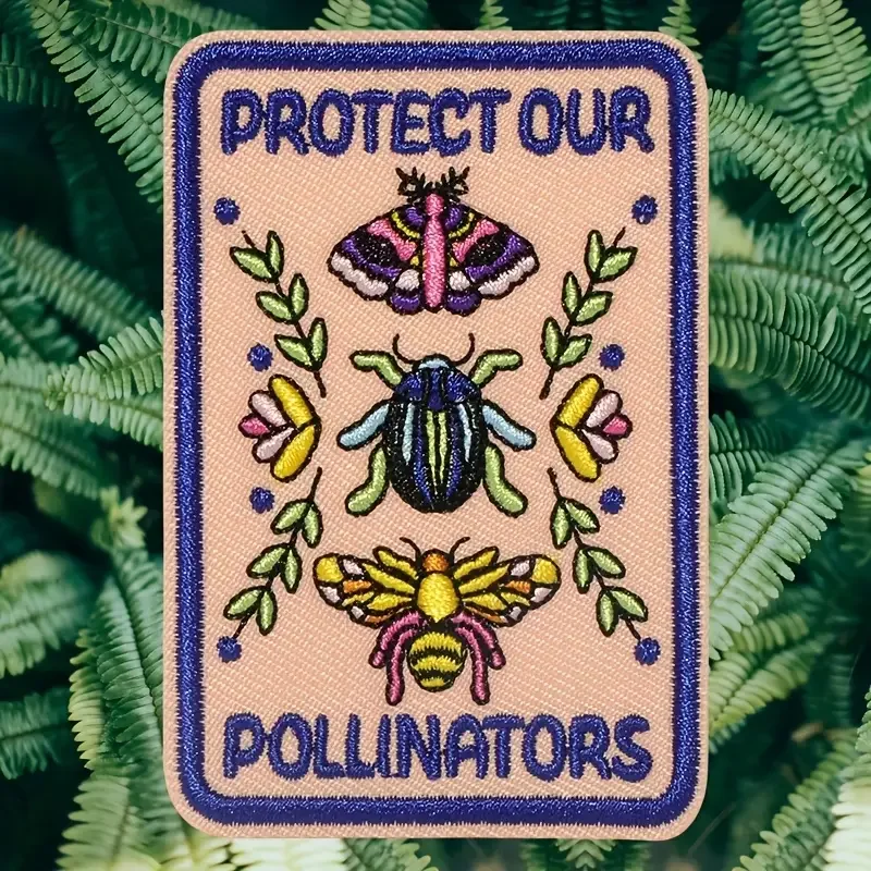 1PC Protect Our Pollinators Embroidered Patch Insect Nature Badge Gift Iron On Patches For Clothes Cap Bag Jacket Trucker Hat