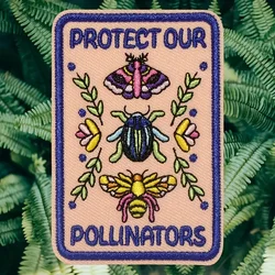 1PC Protect Our Pollinators Embroidered Patch Insect Nature Badge Gift Iron On Patches For Clothes Cap Bag Jacket Trucker Hat