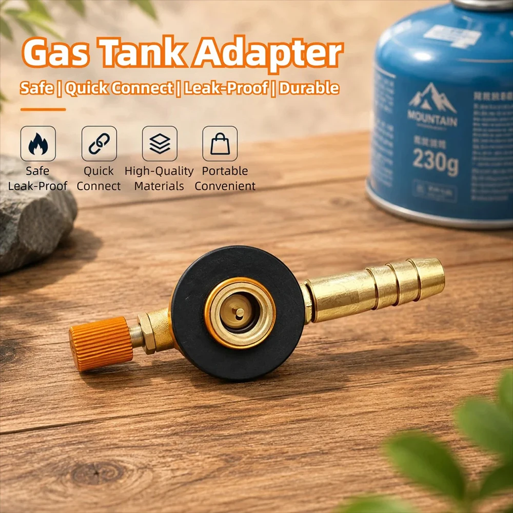 Outdoor Gas Tank Adapter EN417 7/16"-28 Female Gas Canister Adapter For Connecting 8mm Inner Diameter