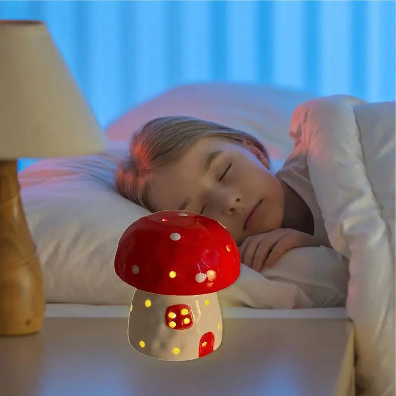 

Creative Mushroom Night Lamp For Kids Warm Light Cute Mushroom Desk Night Light For Livingroom Bedside Hotel Decoration