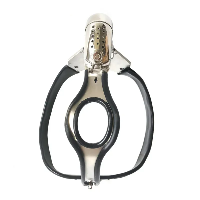 Stainless Steel Male Chastity Belt Adjustable Waist Have Hole Penis Cage Lock Bondage with Anal Plug Cage BDSM Sex Toys for Men