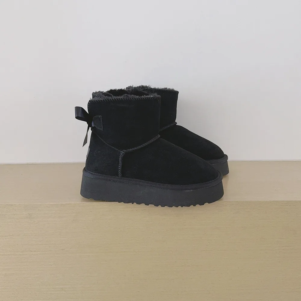 2026 Plateau-Schneestiefel für Damen in Übergrößen, mit dickem Fleece, dicken Baumwollschuhen und Banddekorationen, Damen-Baumwollstiefel – Detail 6