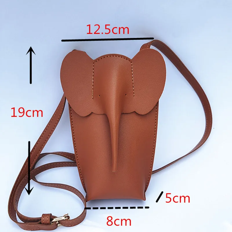 Elephant PU Leather Shoulder Bag Cell Phone Purse Smartphone Wallet Shoulder Strap Handbag PU Leather Casual Solid Crossbody Bag