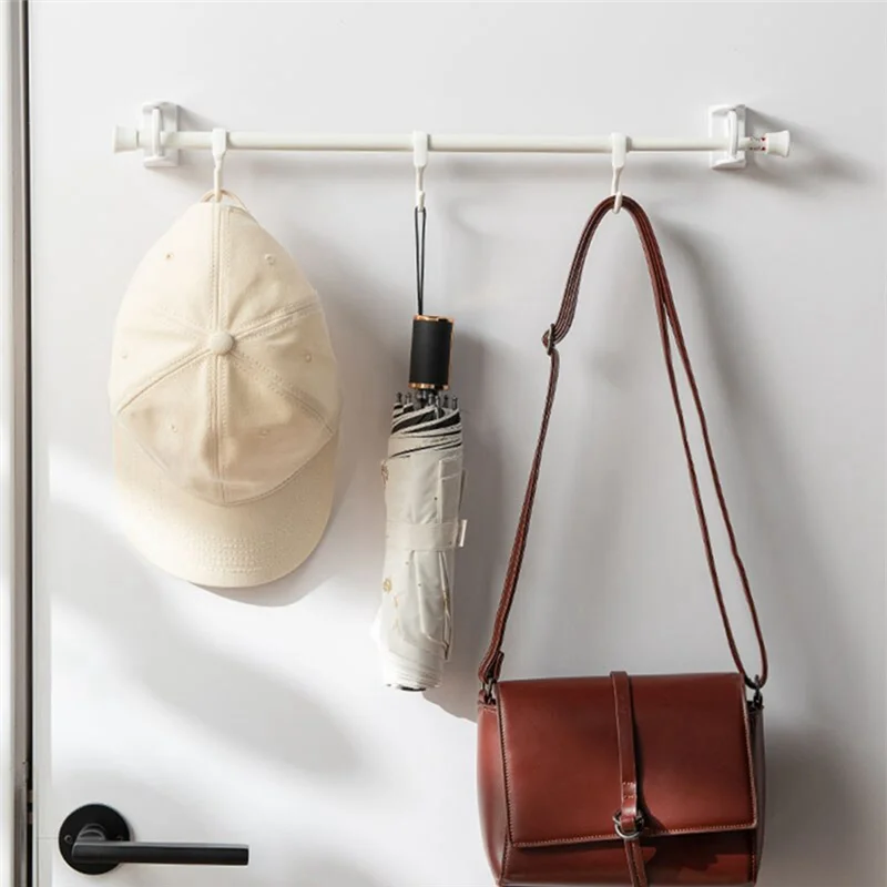 อุปกรณ์ยึดเสาแบบยืดหดได้ระดับพรีเมียม 360 °   Rotatable Pole Fixator ม่านอาบน้ํา Rod Bracket สําหรับไม่เจาะตะขอกาวที่แข็งแกร่ง T