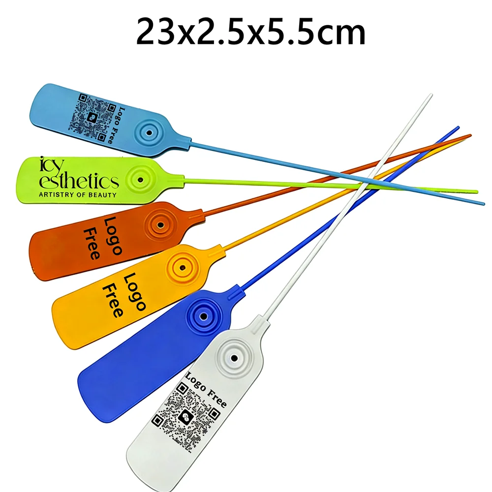 

100 шт., бесплатная бирка с логотипом, этикетки на молнии, пластиковые защитные украшения, одежда, обувь, брендовая подвесная этикетка, бирки, уплотнения 23 см