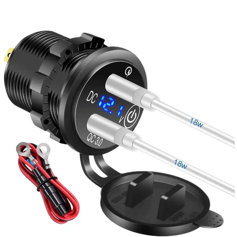 

Double Port USB Car Charger Quick PD Car Adapter For Plug Outlet Double Port Super Fast Car Charger With Voltage Display Adapter