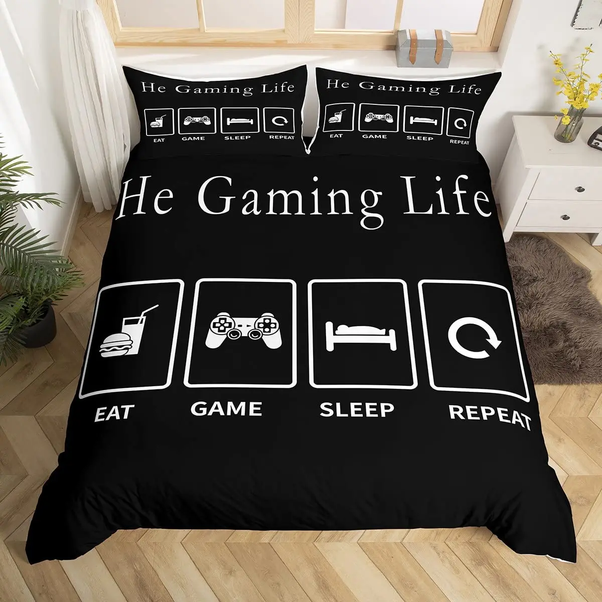 

Kids Boys Gamer Bedding Set King Queen Pink Purple Gamer Duvet Cover Modern Gaming Polyester Comforter Cover Game Quilt Cover