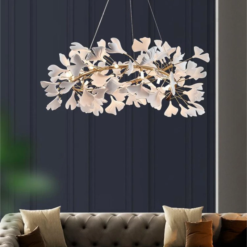 Imagem -03 - Sandyha-nordic Ginkgo Leaf Design Lustres Pingente Luz Minimalista Luxo Designer Arte Quarto Bar Sala de Jantar