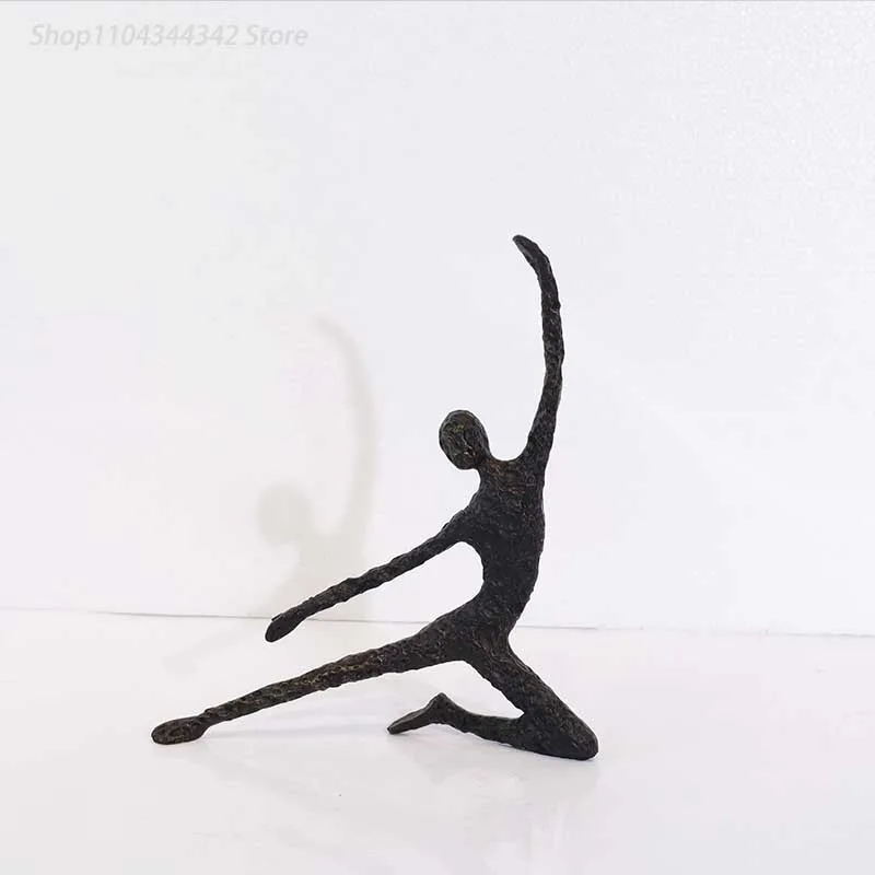 

Gymnast Athlete Abstract Figures Statue Desk Decoration Black Character Cast Iron Sculpture Ornaments Modern Home Decor Crafts