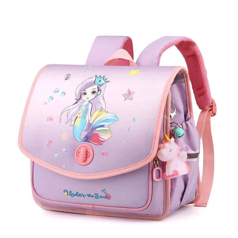 2024 New Kids Cartoon School Bag For Girls Backpacks Grades 1-3 Primary Student Children Waterproof Hasp Schoolbag