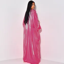 女性のためのイスラム教徒のアバヤ,光沢のあるバットウィングサテン,ドバイのカフタン,イスラムの服,女性のカフタン,マキシドレス,豪華なアバヤ,eid,2025