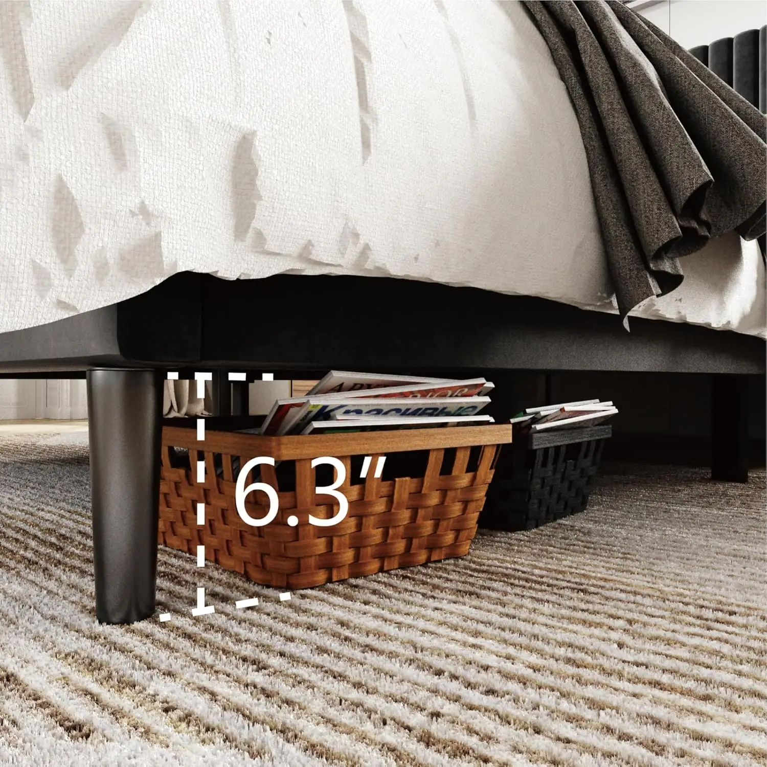 Tamanho Cama Quadro com Cabeceira Estofada De Veludo, Cama Plataforma com Slats De Madeira Forte, Fundação Colchão, Box Spring Opcional