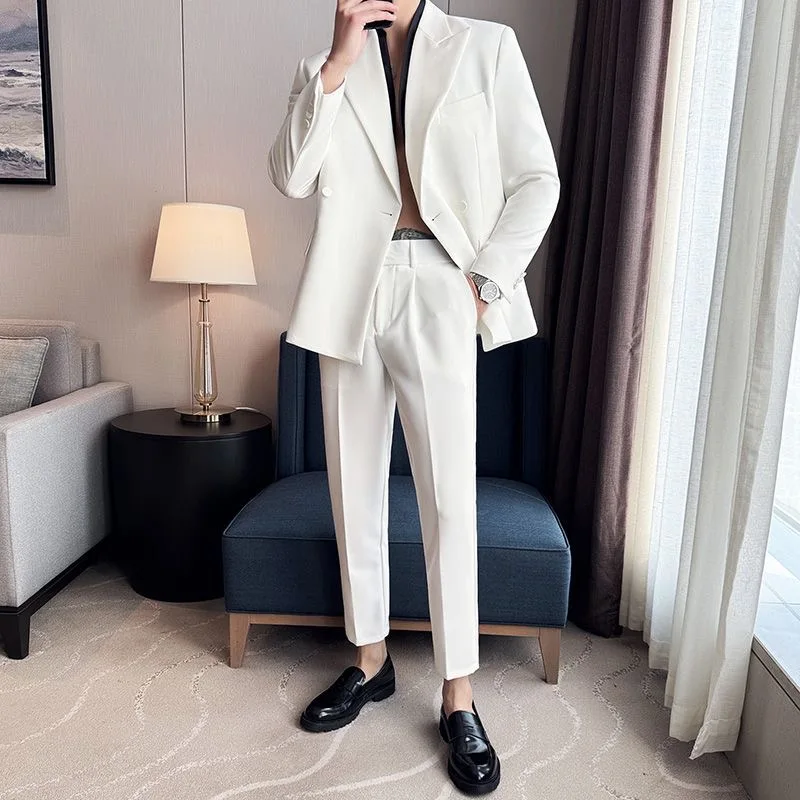 59 Suit vest men groom wedding dress best man vest suit slim vest pants suit professional formal wear