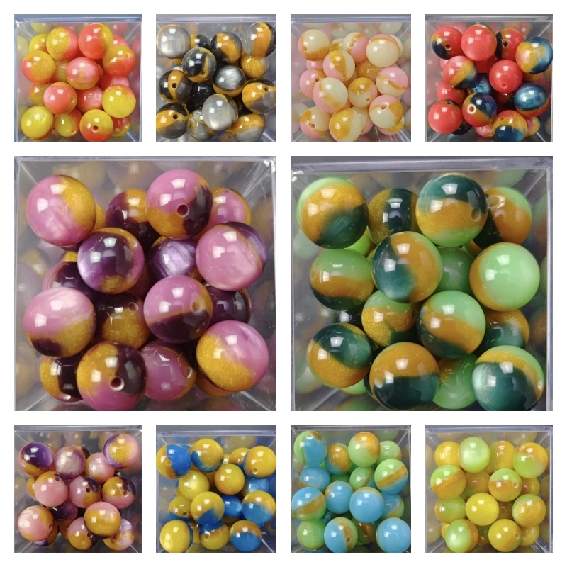 

New arrived 50pcs/lot 16mm color print geoemtry rounds shape resin straight hole beads diy jewelry accessory