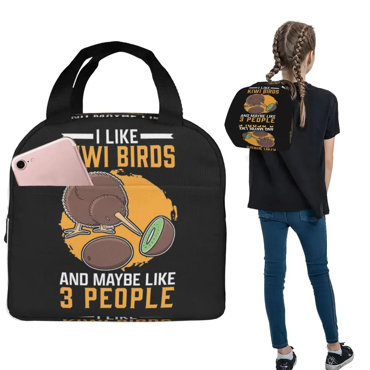 

Термосумка для обедов I Like Kiwi Bird Snipe Bouquet New Zealand: изолированная сумка для еды для женщин и детей, портативный термоконтейнер для ланча