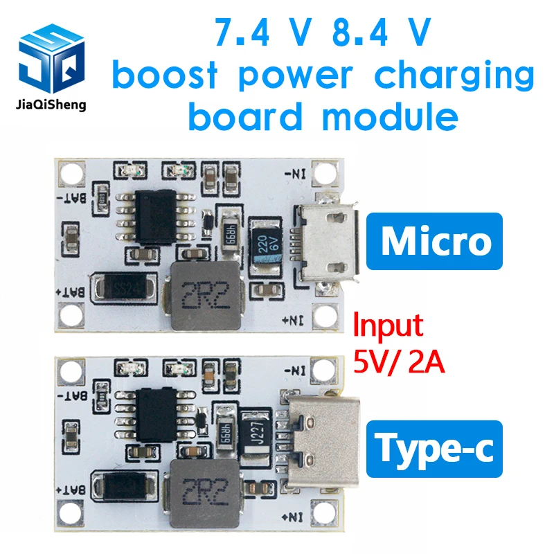 2S 7.4v 8.4v lithium battery charging module USB booster charging board 5v2a to 8.4v charging two batteries