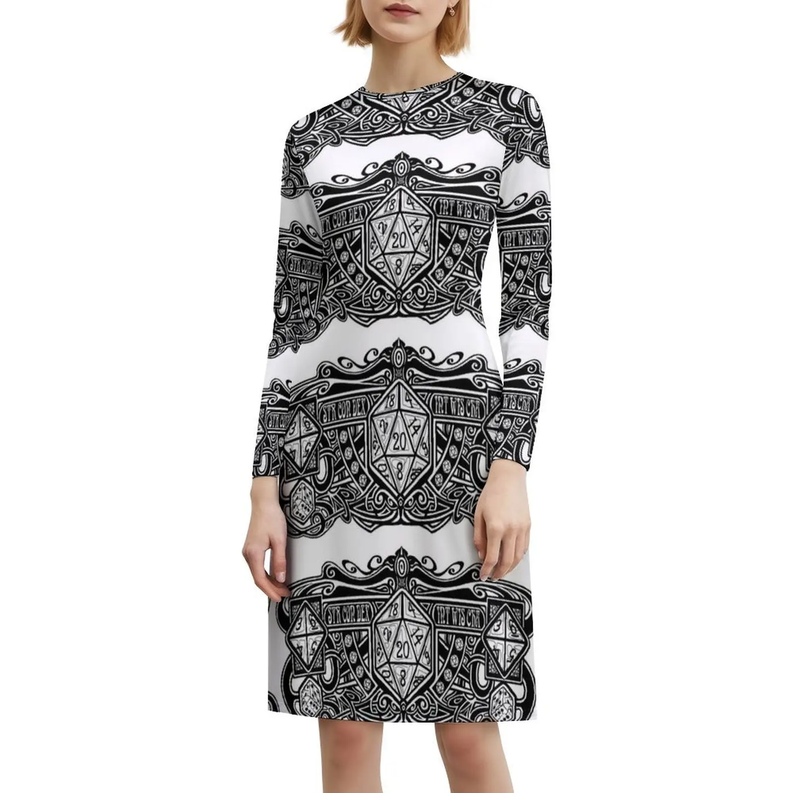 Dice Deco D20 Богемное платье без рукавов с несколькими принтами Платье для пляжной вечеринки и отдыха Art Dice Ролевая игра Ролевая игра Rpg D20 Art Женское