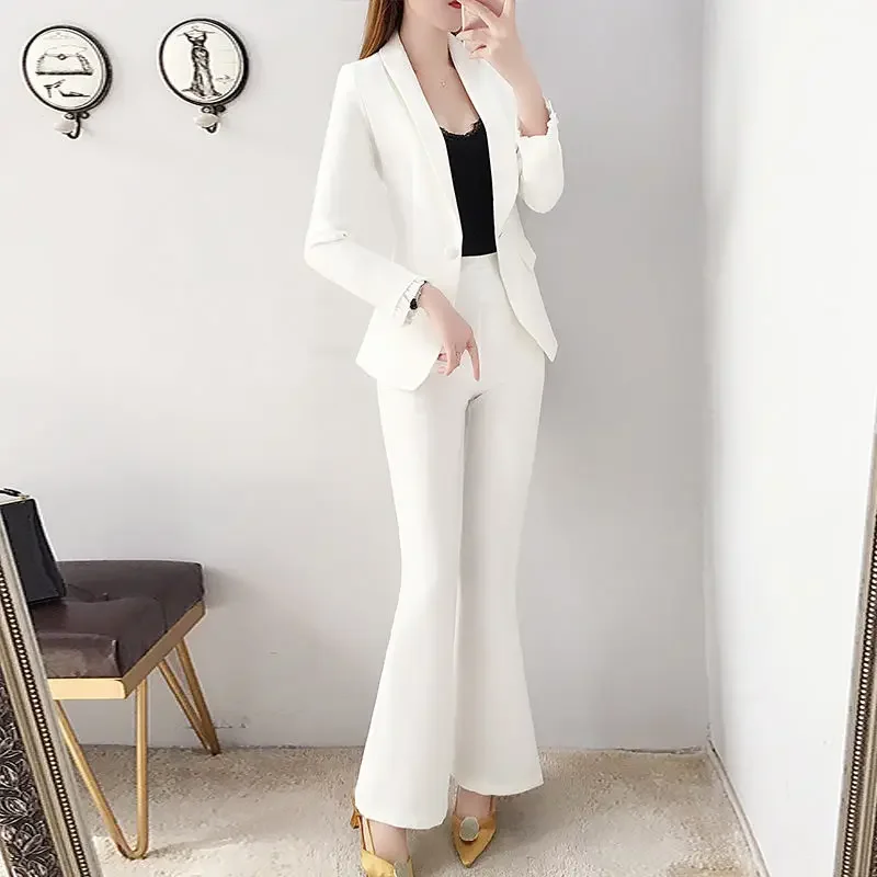 White Trousers Suits Office Blazer and Baggy Professional Women\'s 2 Pant Set Outfits Two Pieces Sets Pants for Woman Tailor Xxl