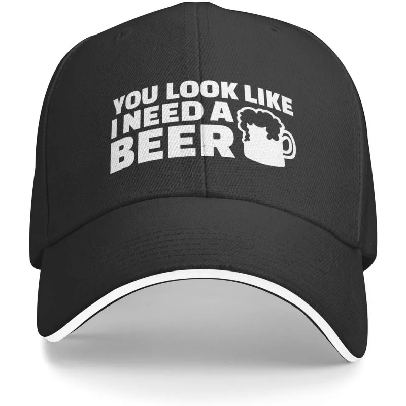 You Look Like I Need A Beer Hat для мужчин и женщин. Регулируемая бейсболка. Черная шляпа для папы на открытом воздухе — всесезонная, полиэстер, тканая.