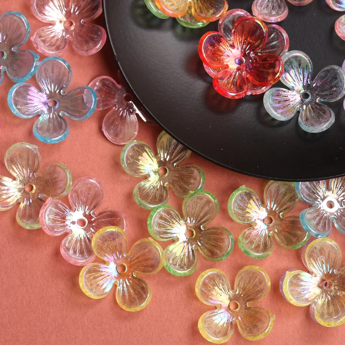 100pcs 15.8mm Small Flower Beads Handmade Materials Acrylic DIY Hairpin Earrings Beads Caps Accessories