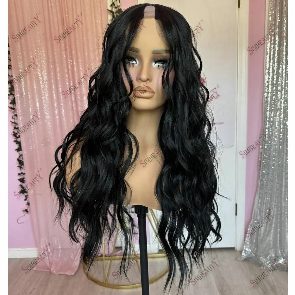 

Long Loose Wave Remy Indian Hair Wig 1x4 Size U Part Wigs Human Hair for Women #1 Jet Black With Clips Easy Wear U Shaped Wigs