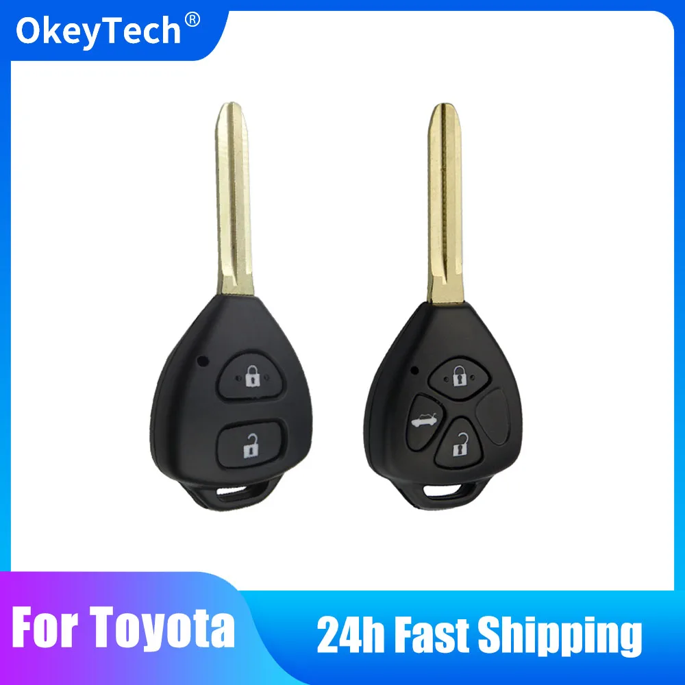 

OkeyTech for Toyota Corolla RAV4 Key Shell 2/3 Button TOY43 Blade Remote Key Fob Cover Case for Camry Alphard Prado Vios Yaris