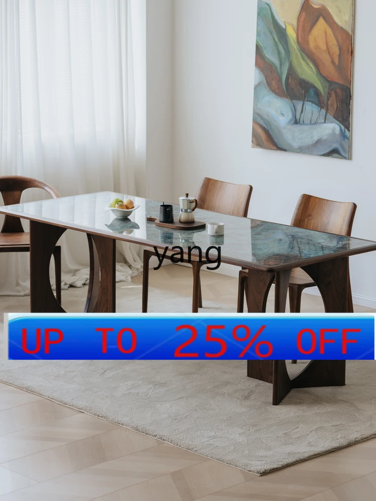 

LMMBlack Walnut Solid Wood Rectangular Dining Table Vintage Dining Table