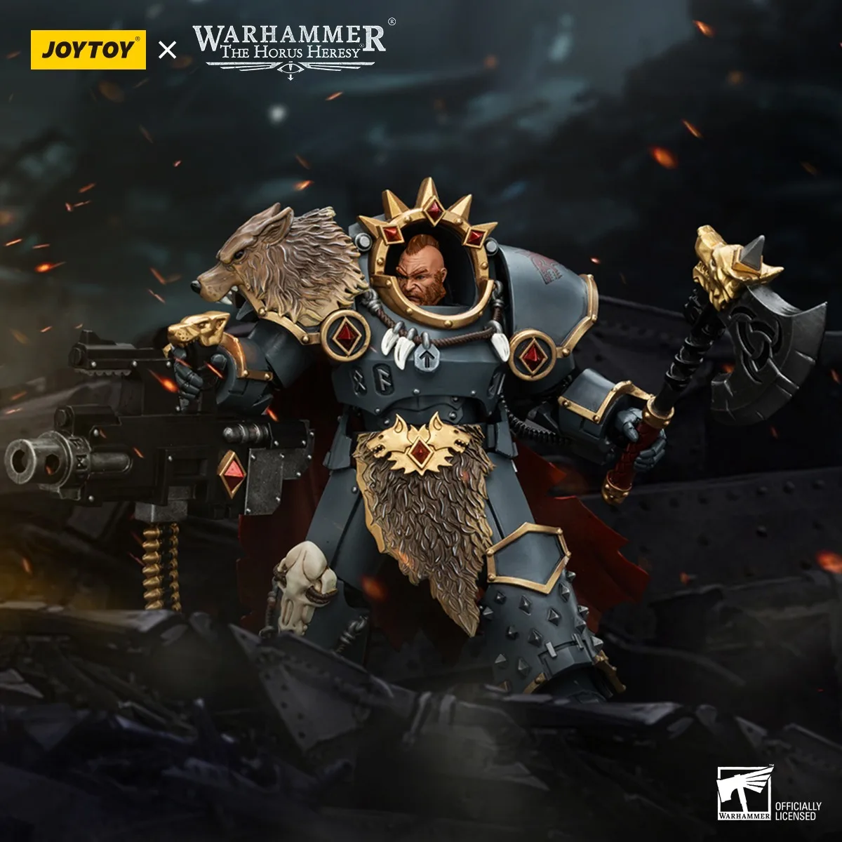 JOYTOY Warhammer 1/18 Action Figure Space Wolves Hvarl Red-Blade Model Toy Boy Gifts 3.75inch