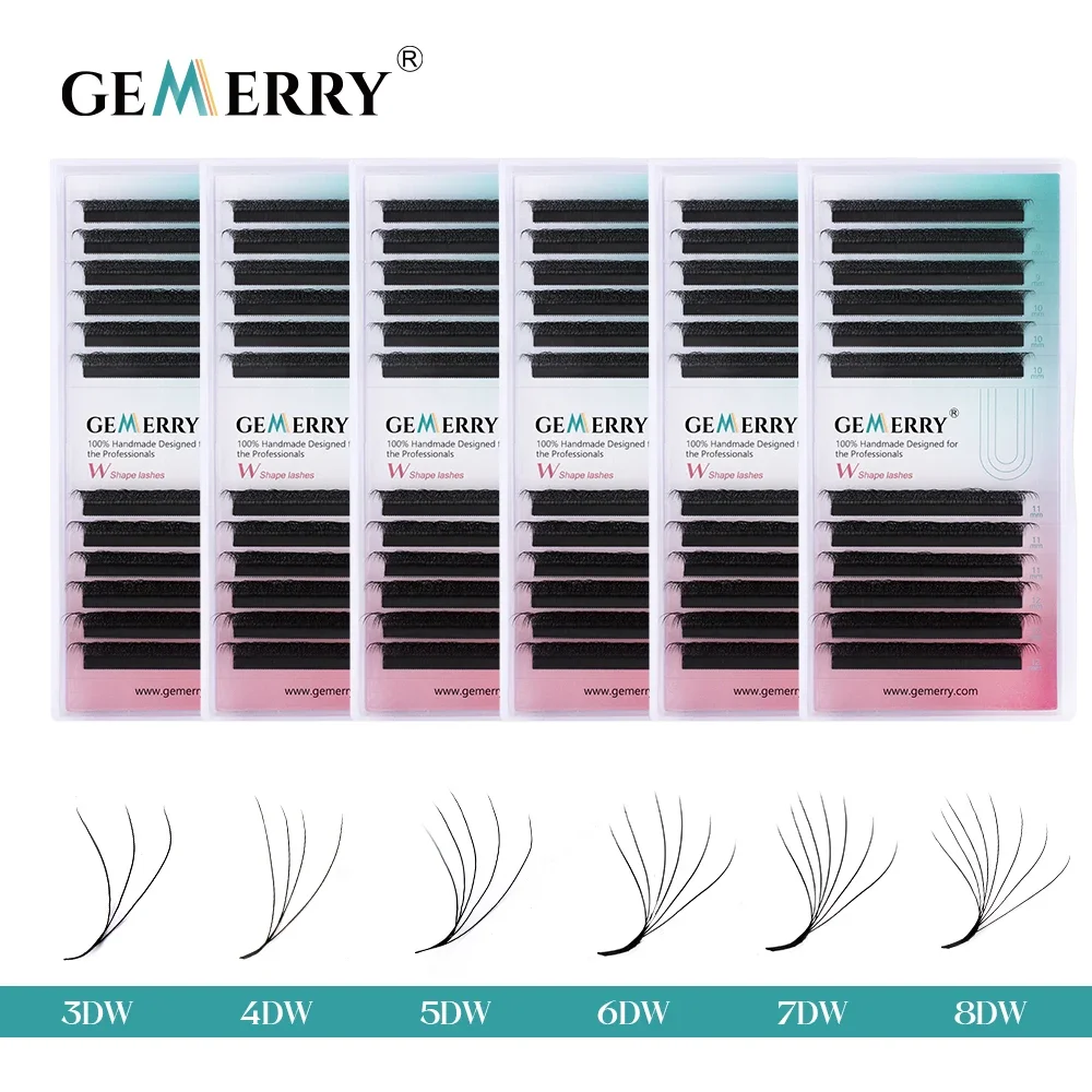 

Gemerry 3D/4D/5D/6D/7D/8D W-образное наращивание ресниц, готовый веер для объема, Natraul, мягкие искусственные норковые матовые черные ресницы, инструменты для макияжа