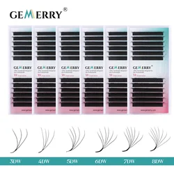 GEMERRY 3D/4D/5D/6D/7D/8D W Shape Lashes Extension Premade Volume Fan Natraul Soft Faux Mink Matte Black Eyelashes Makeup Tools