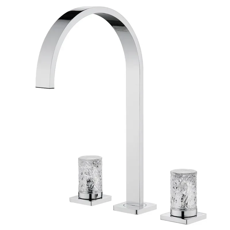 All-copper crystal three-hole basin faucet bathroom cabinet light luxury split hot and cold wash basin faucet FT2511